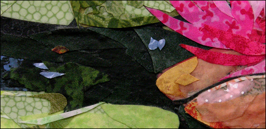 WATER LILIES Detail - Fabric Collage Art